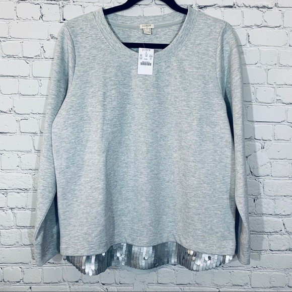 J. Crew Factory Sweaters - J. Crew Factory | Gray Sweater w/Sequined Hem Sz M